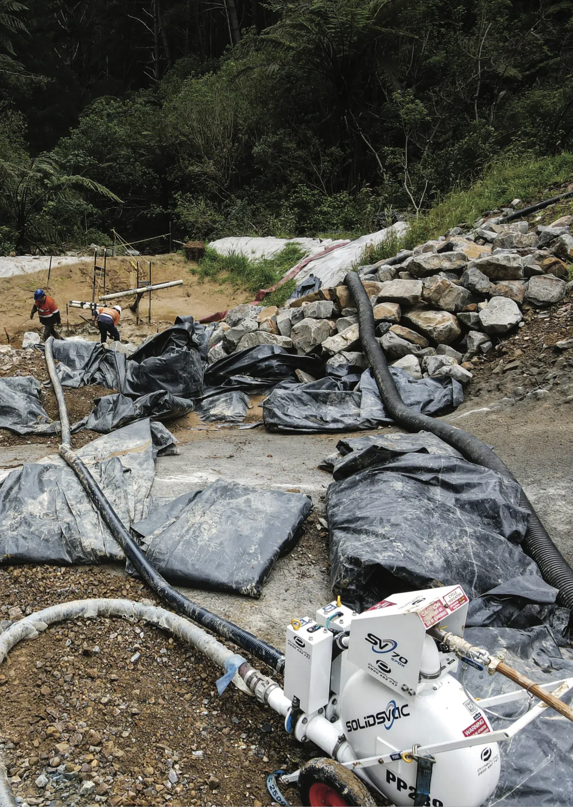 Solidsvac SV70 solids pump working on a contractor site in New Zealand